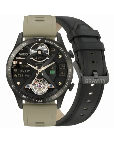 SMARTWATCH MĘSKI GRAVITY GT10-2 - AMOLED, DODATKOWY PASEK (sg046b)