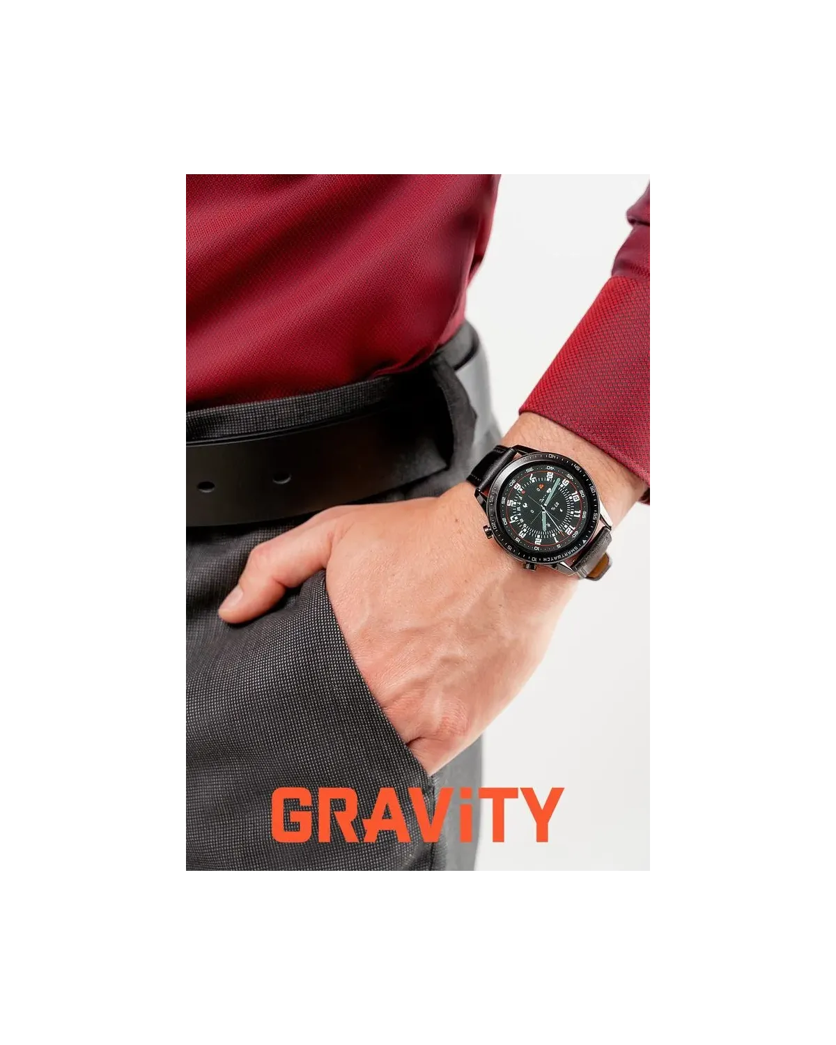 SMARTWATCH MĘSKI GRAVITY GT10-2 - AMOLED, DODATKOWY PASEK (sg046b)