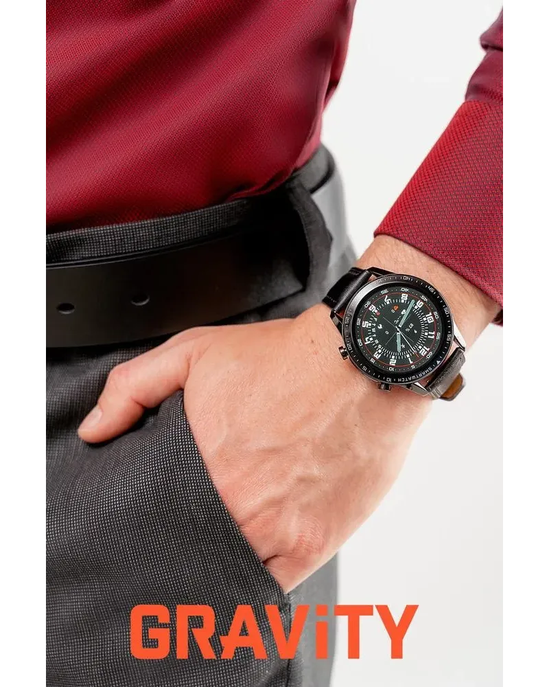 SMARTWATCH MĘSKI GRAVITY GT10-2 - AMOLED, DODATKOWY PASEK (sg046b)