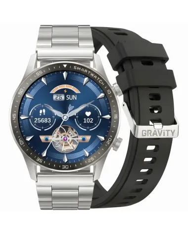 SMARTWATCH MĘSKI GRAVITY GT10-6 - AMOLED, DODATKOWY PASEK (sg046f)