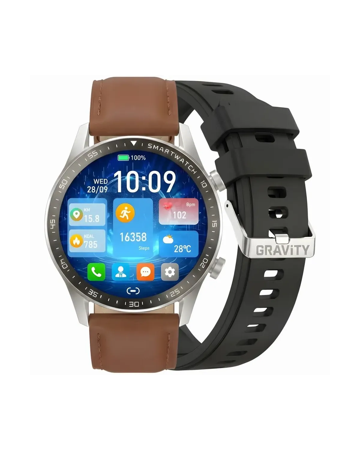 SMARTWATCH MĘSKI GRAVITY GT10-8 - AMOLED, DODATKOWY PASEK (sg046h)