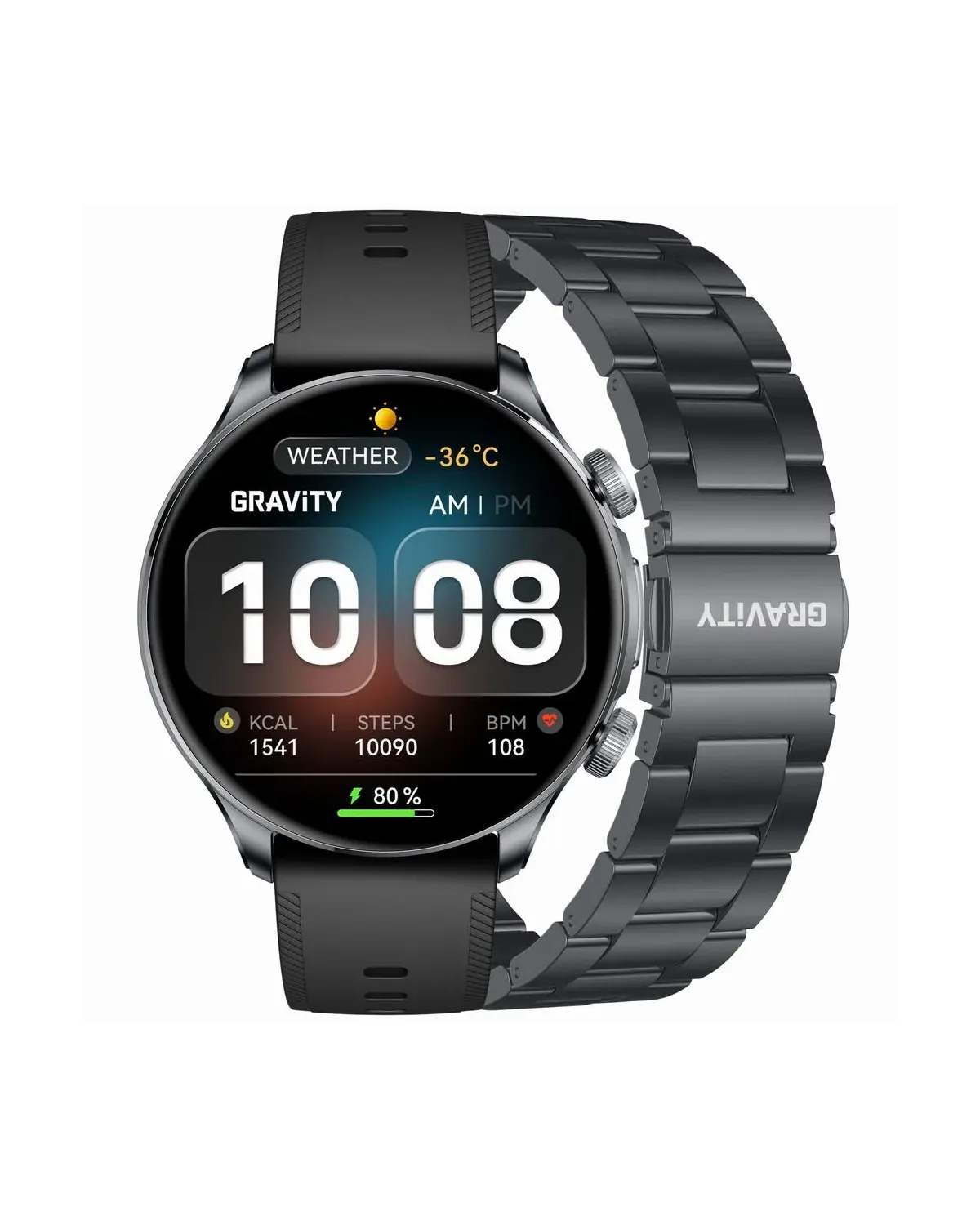 SMARTWATCH MĘSKI GRAVITY GT35-2- AMOLED, DODATKOWY PASEK (sg049b)