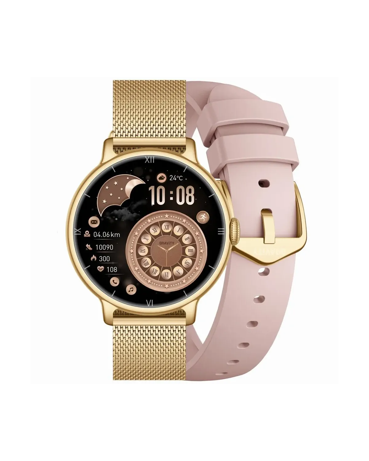 SMARTWATCH DAMSKI GRAVITY GT33-1 - AMOLED, DODATKOWY PASEK (sg048a)