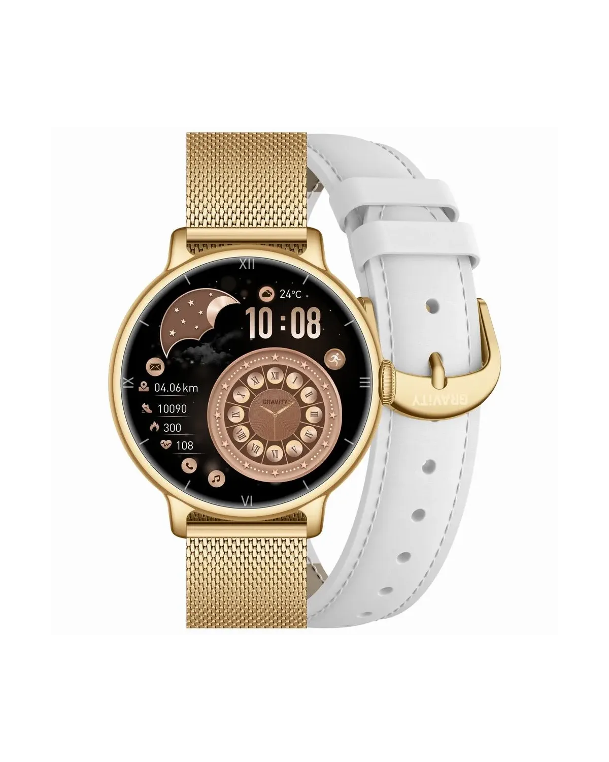 SMARTWATCH DAMSKI GRAVITY GT33-2 - AMOLED, DODATKOWY PASEK (sg048b)