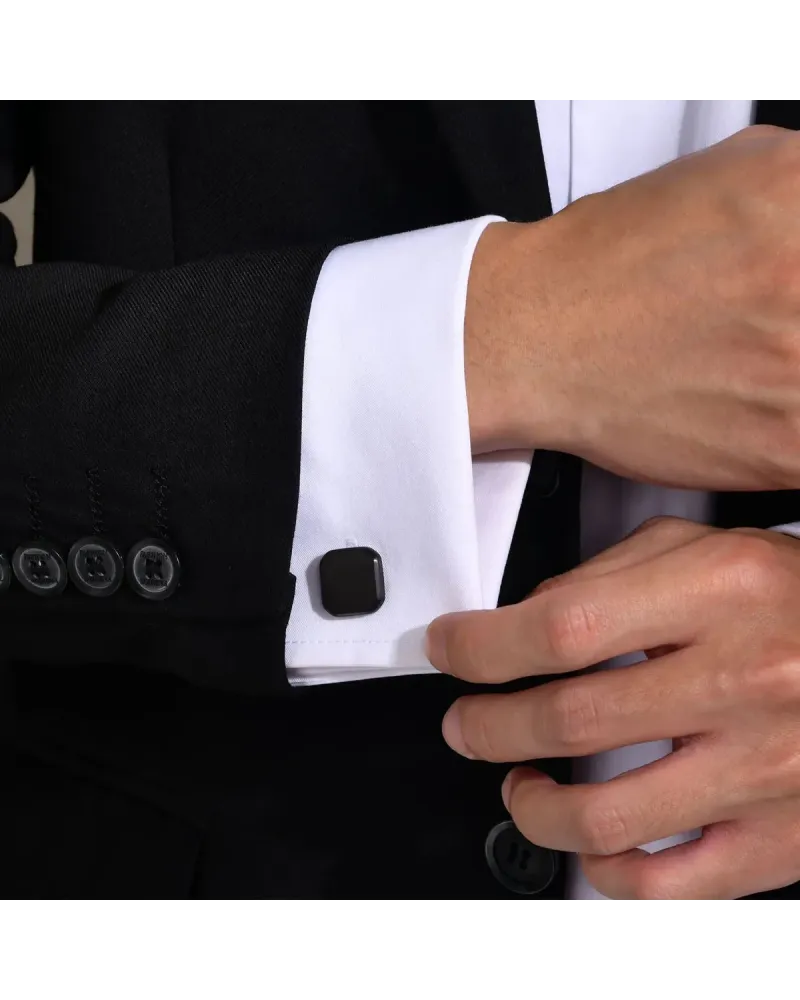 Spinki do koszuli stalowe - czarne (BD049)