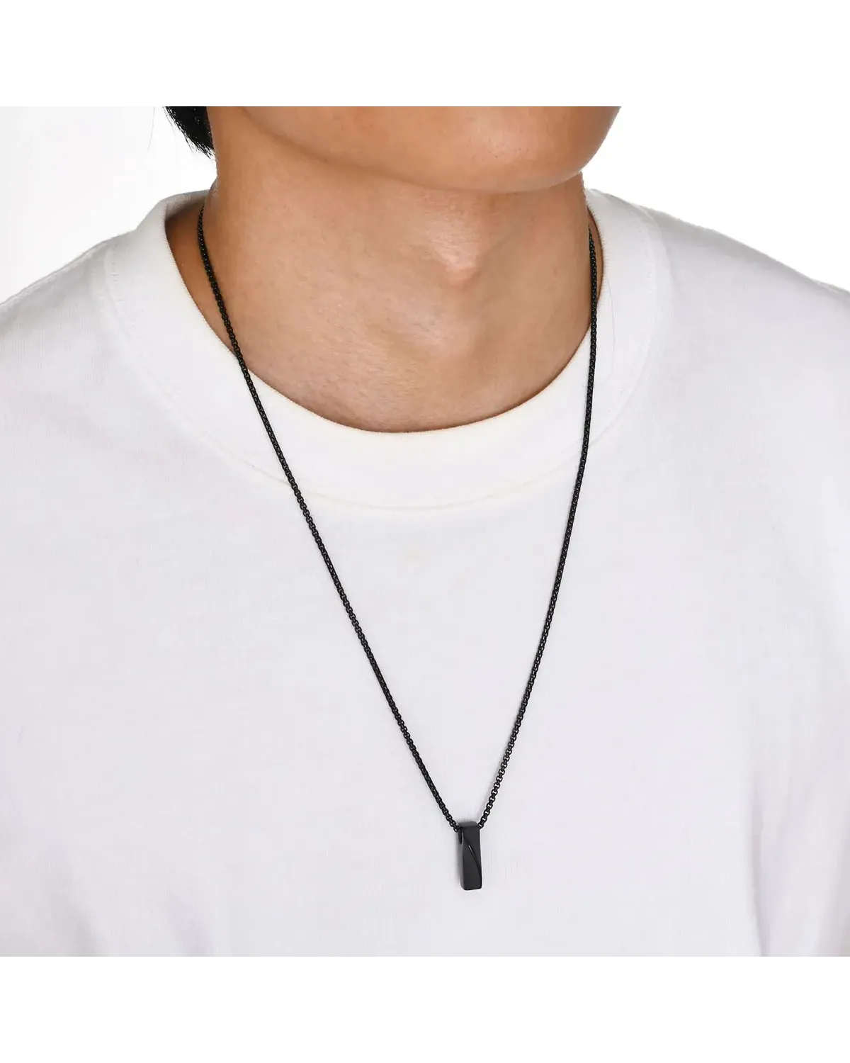 Naszyjnik stalowy czarny - filarowy mały (BM031)