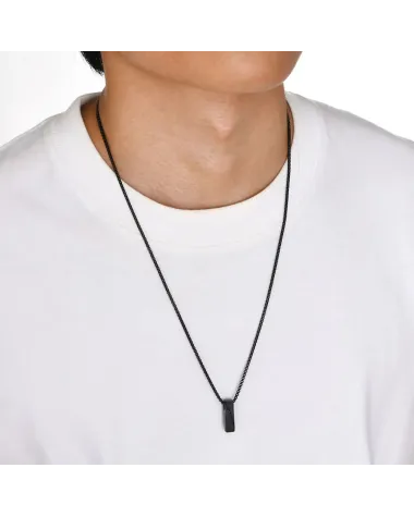 Naszyjnik stalowy czarny - filarowy mały (BM031)