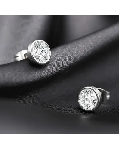 Kolczyki stalowe srebrne - sztyft (BK040)