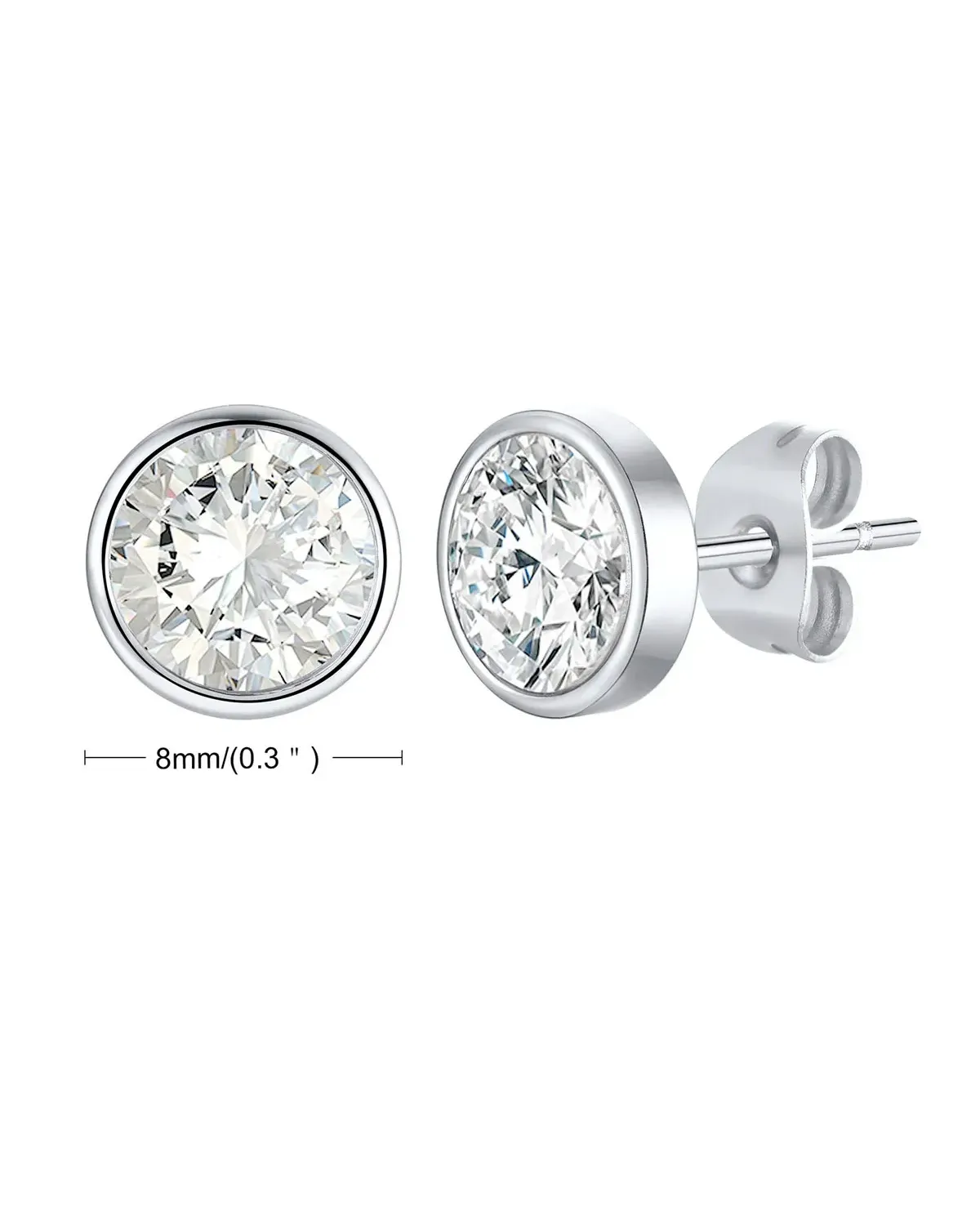 Kolczyki stalowe srebrne - sztyft (BK040)