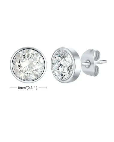 Kolczyki stalowe srebrne - sztyft (BK040)