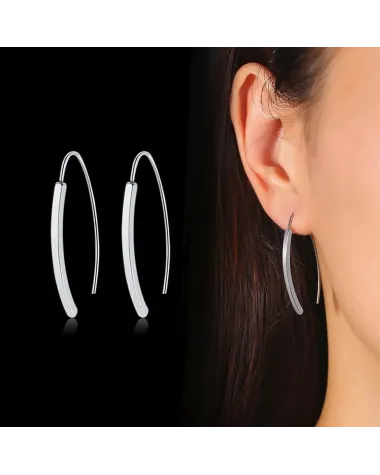 Kolczyki stalowe srebrne - linia prosta (BK041)