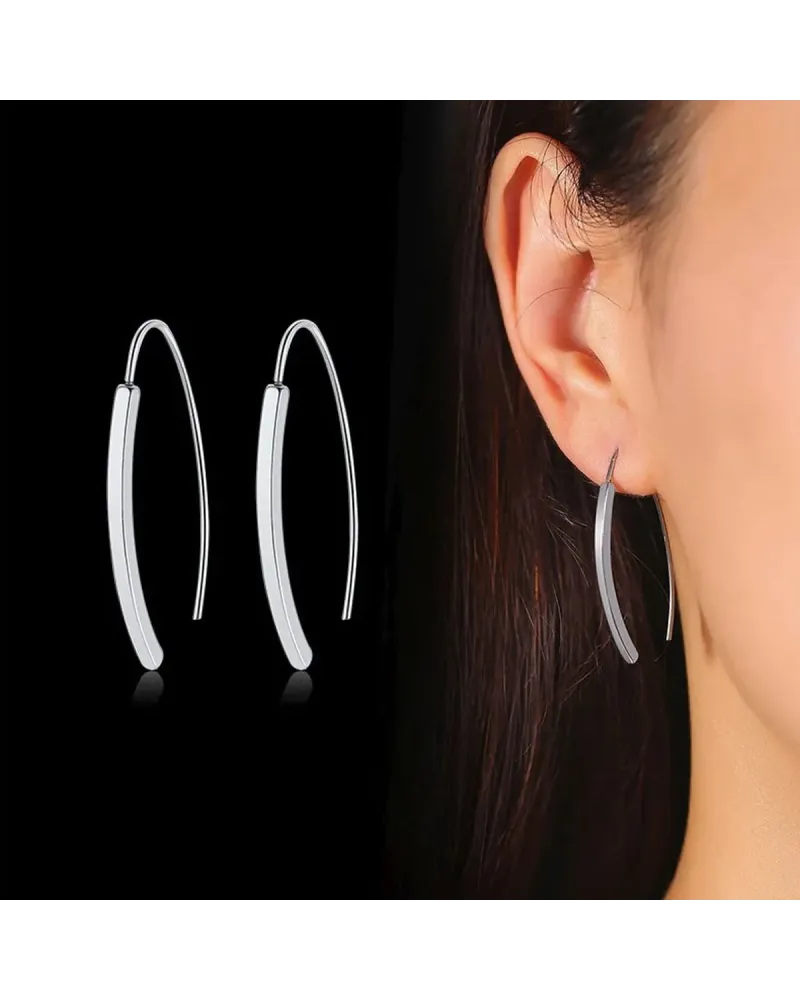 Kolczyki stalowe srebrne - linia prosta (BK041)