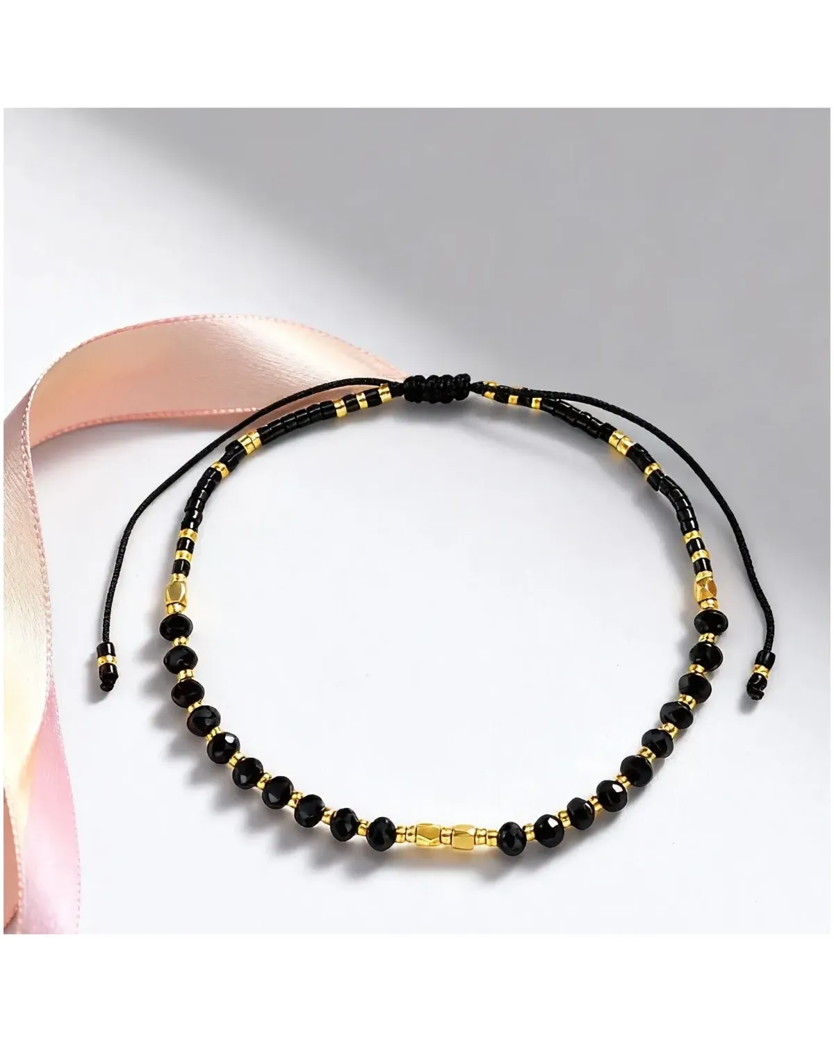 Bransoletka z koralików - czarna (BD044)