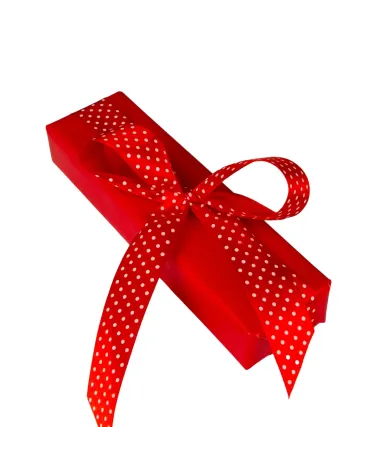 Pakowanie prezentów - papier czerwony w groszki (WZ0040)