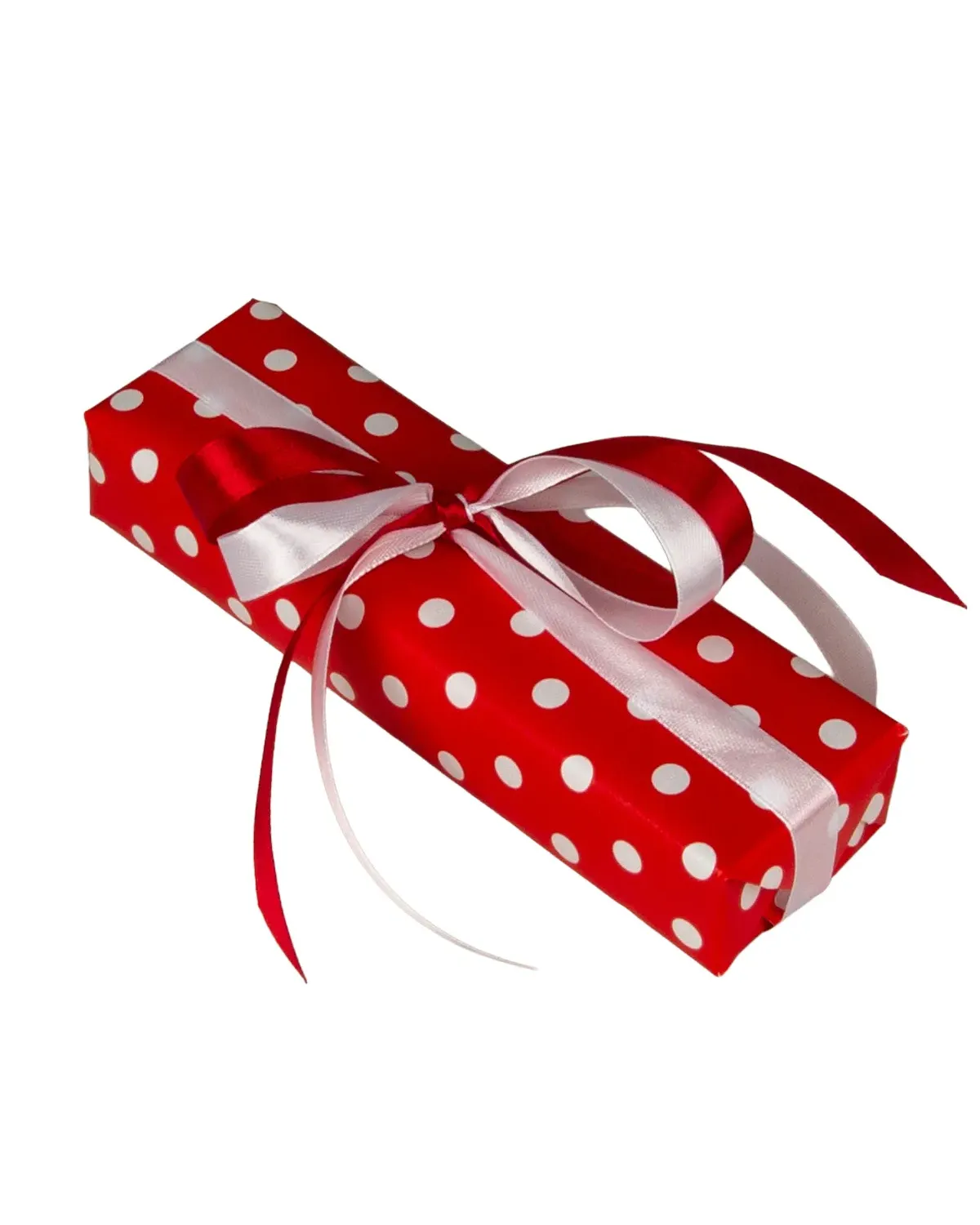 Pakowanie prezentów - papier czerwony w białe groszki (WZ0044)