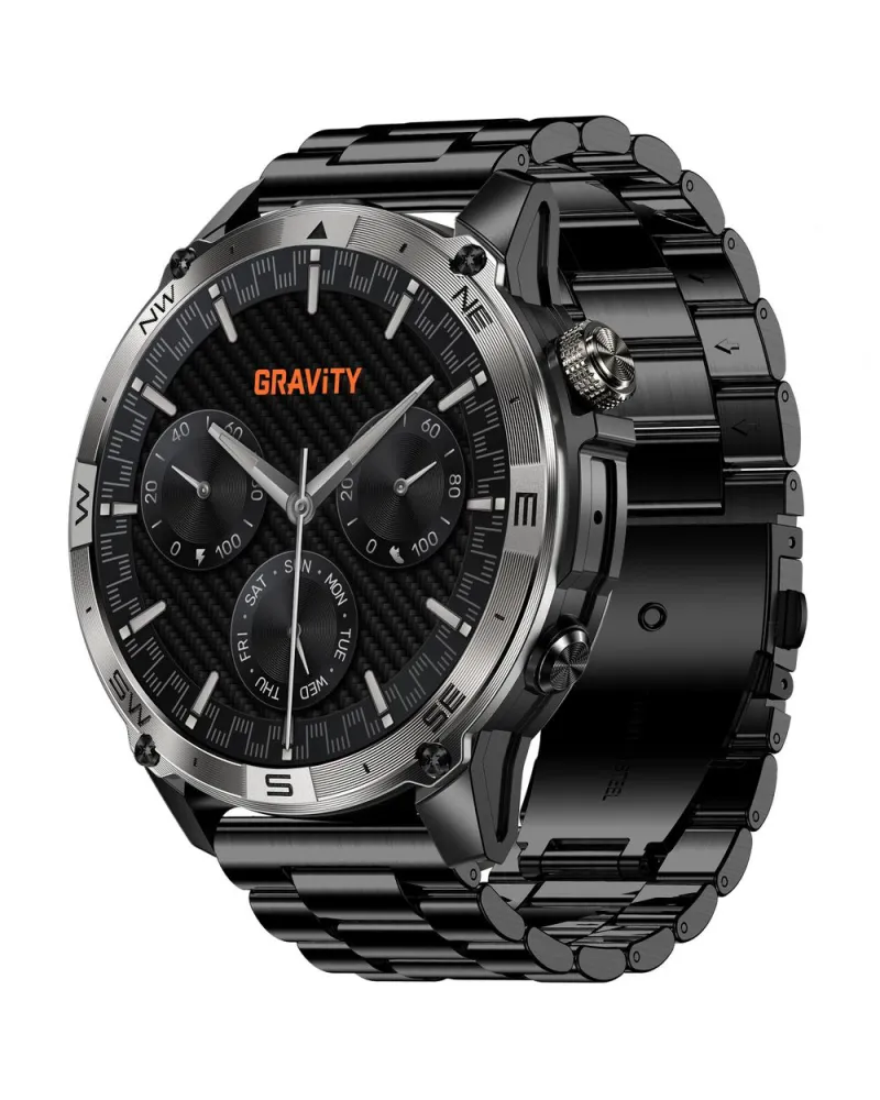 SMARTWATCH MĘSKI GRAVITY GT46-1 - AMOLED, DODATKOWA BRANSOLETA(sg055a)