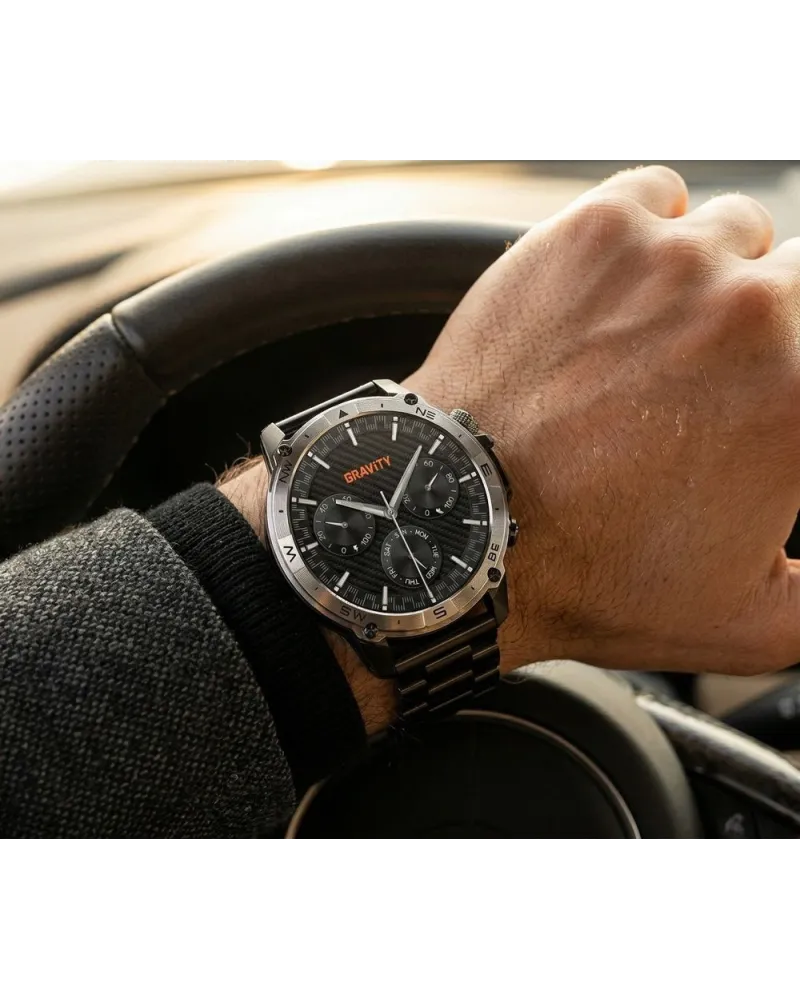 SMARTWATCH MĘSKI GRAVITY GT46-1 - AMOLED, DODATKOWA BRANSOLETA(sg055a)
