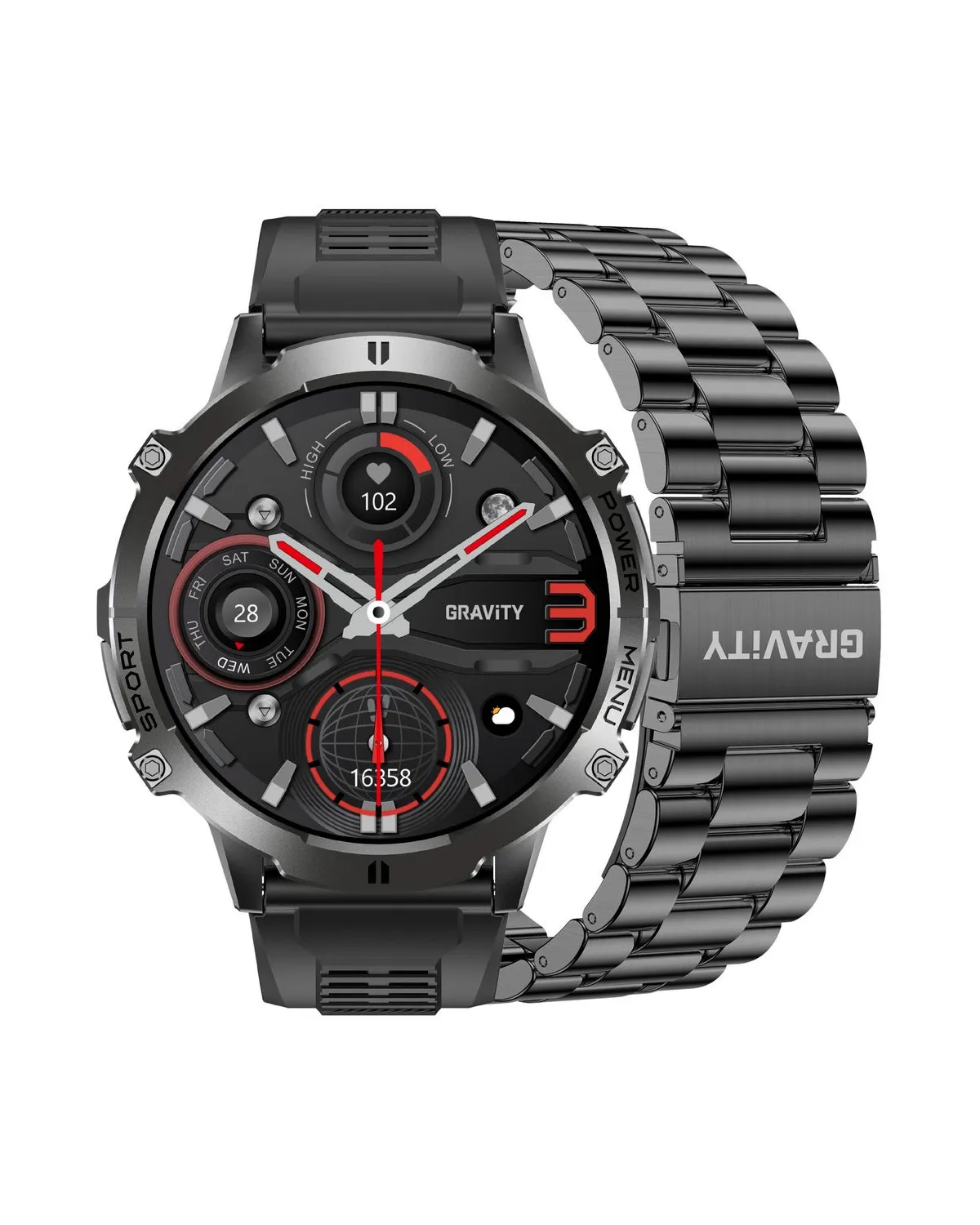 SMARTWATCH MĘSKI GRAVITY GT42-1 - AMOLED, DODATKOWA BRANSOLETA (sg056a)