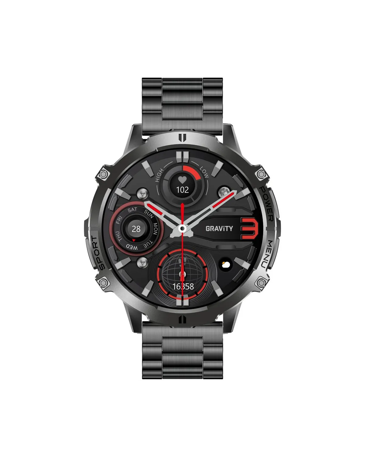 SMARTWATCH MĘSKI GRAVITY GT42-1 - AMOLED, DODATKOWA BRANSOLETA (sg056a)