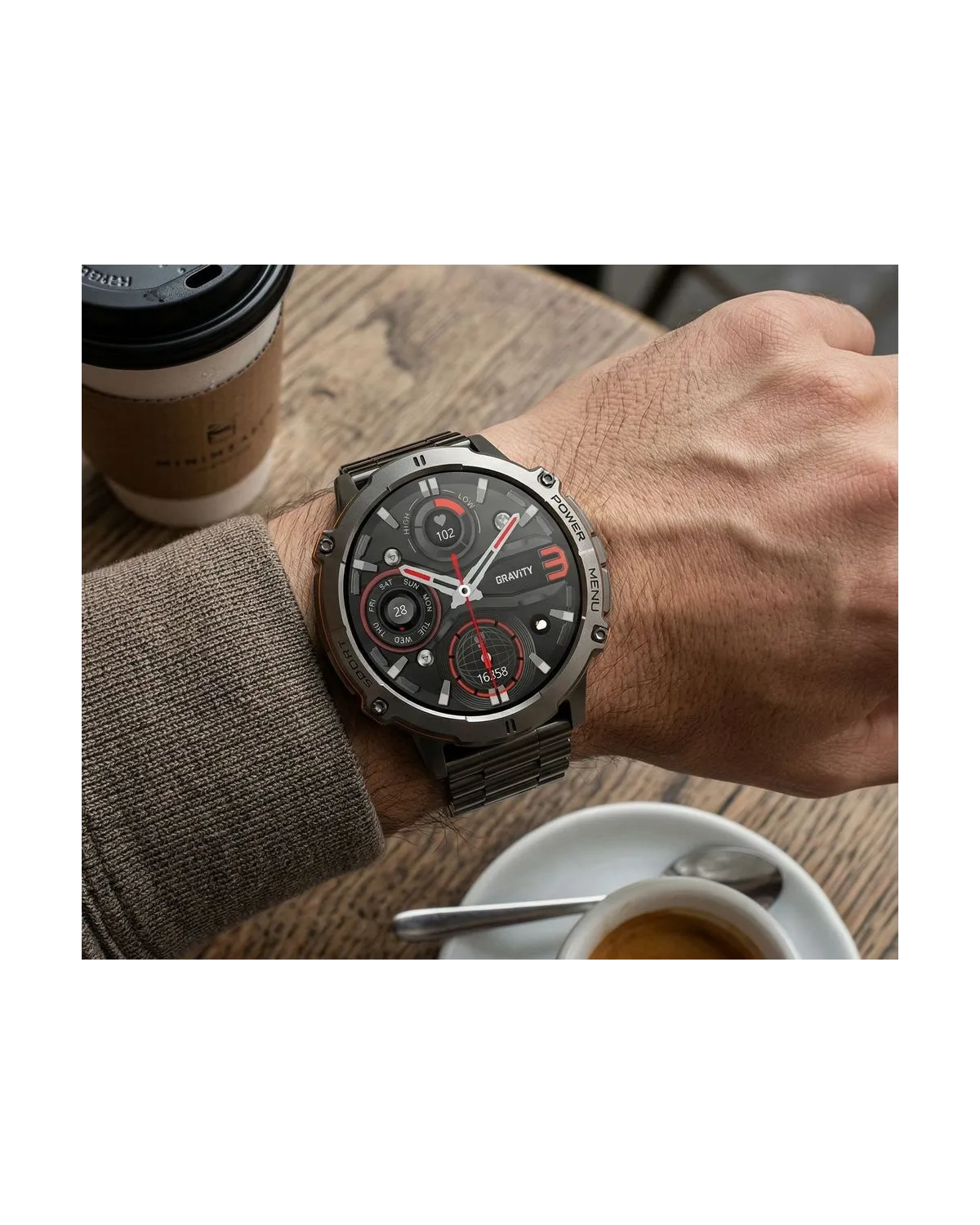 SMARTWATCH MĘSKI GRAVITY GT42-1 - AMOLED, DODATKOWA BRANSOLETA (sg056a)