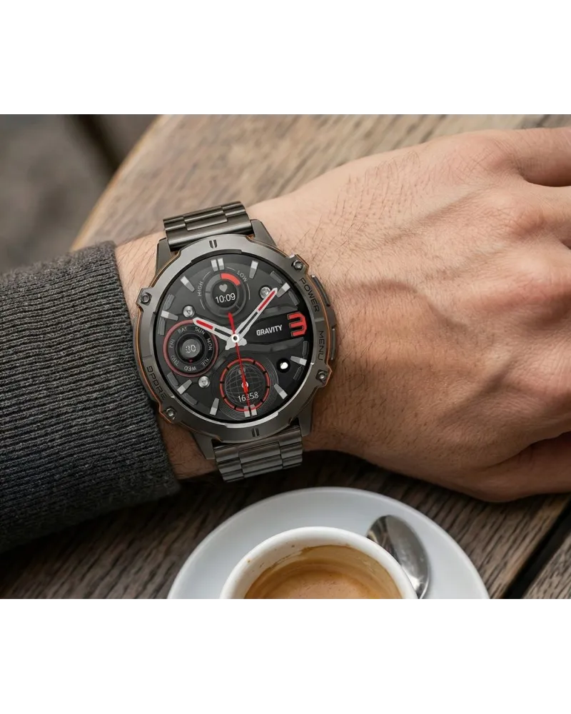 SMARTWATCH MĘSKI GRAVITY GT42-2 - AMOLED, DODATKOWA BRANSOLETA (sg056b)