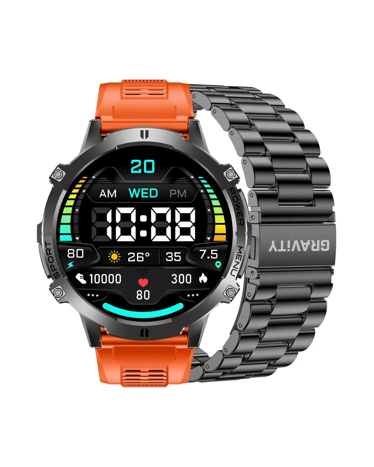 SMARTWATCH MĘSKI GRAVITY GT42-5 - AMOLED, DODATKOWA BRANSOLETA (sg056e)