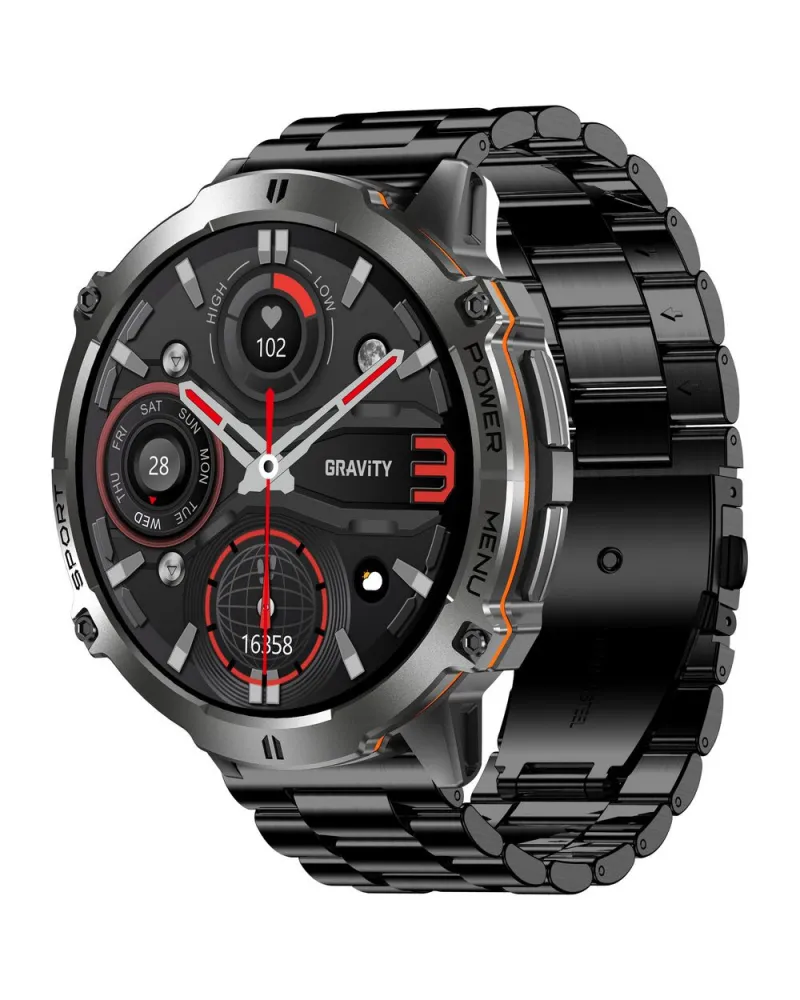 SMARTWATCH MĘSKI GRAVITY GT42-5 - AMOLED, DODATKOWA BRANSOLETA (sg056e)