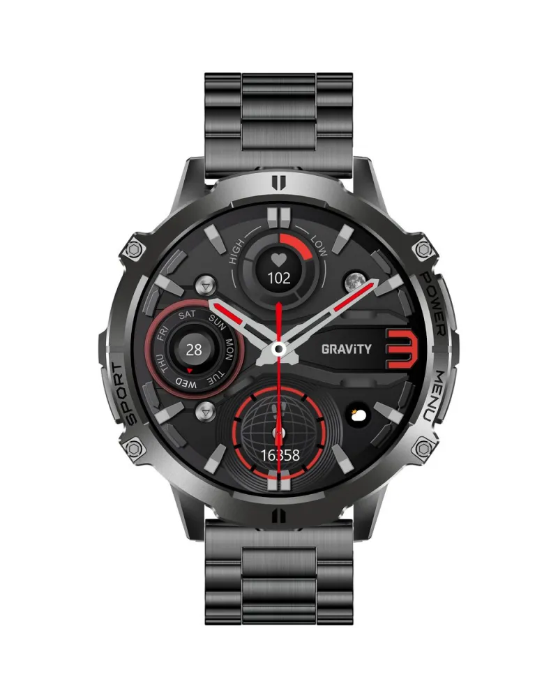 SMARTWATCH MĘSKI GRAVITY GT42-5 - AMOLED, DODATKOWA BRANSOLETA (sg056e)