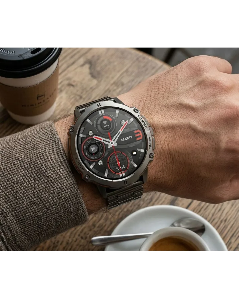 SMARTWATCH MĘSKI GRAVITY GT42-5 - AMOLED, DODATKOWA BRANSOLETA (sg056e)