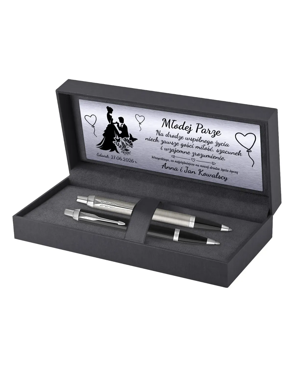 Długopisy Parker IM Stainless Steel CT + Czarny CT w Pudełku z Grawerem ślubnym (2143631/1931665) Długopisy Parker IM Stainless Steel CT + Czarny CT w Pudełku z Grawerem ślubnym (2143631/1931665)