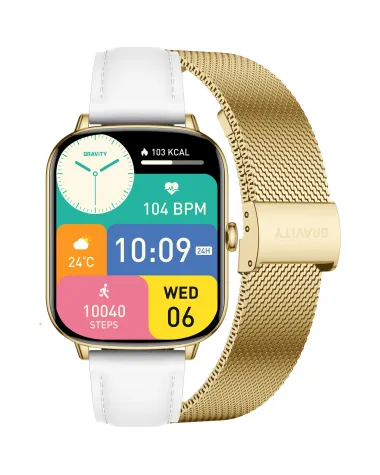 SMARTWATCH DAMSKI GRAVITY GT30-2 - ROZMOWY BLUETOOTH, DODATKOWY PASEK (sg058b)
