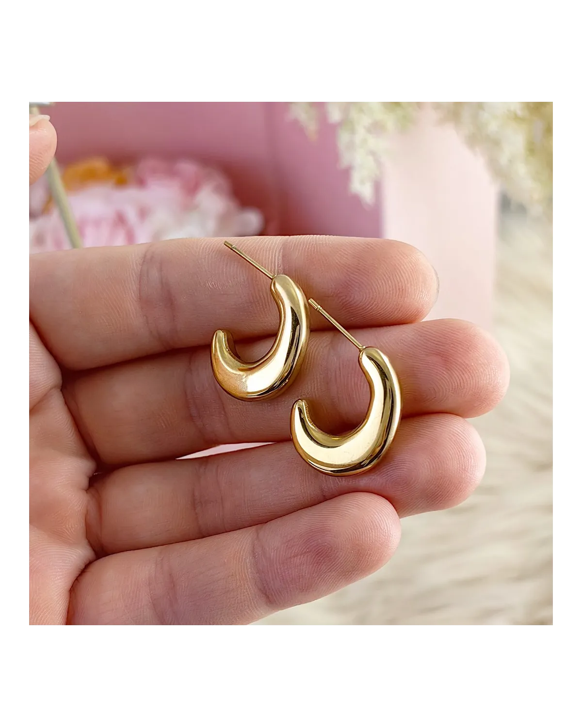 Kolczyki ze stali szlachetnej pozłacane 18 mm KST3023 Kolczyki ze stali szlachetnej pozłacane 18 mm KST3023