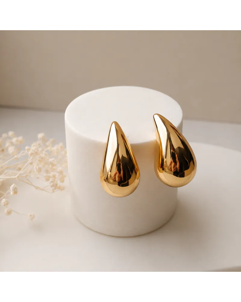 Kolczyki ze stali szlachetnej pozłacanej wkrętki 3,1 cm KROPLE KST3113 Kolczyki ze stali szlachetnej pozłacanej wkrętki 3,1 cm KROPLE KST3113