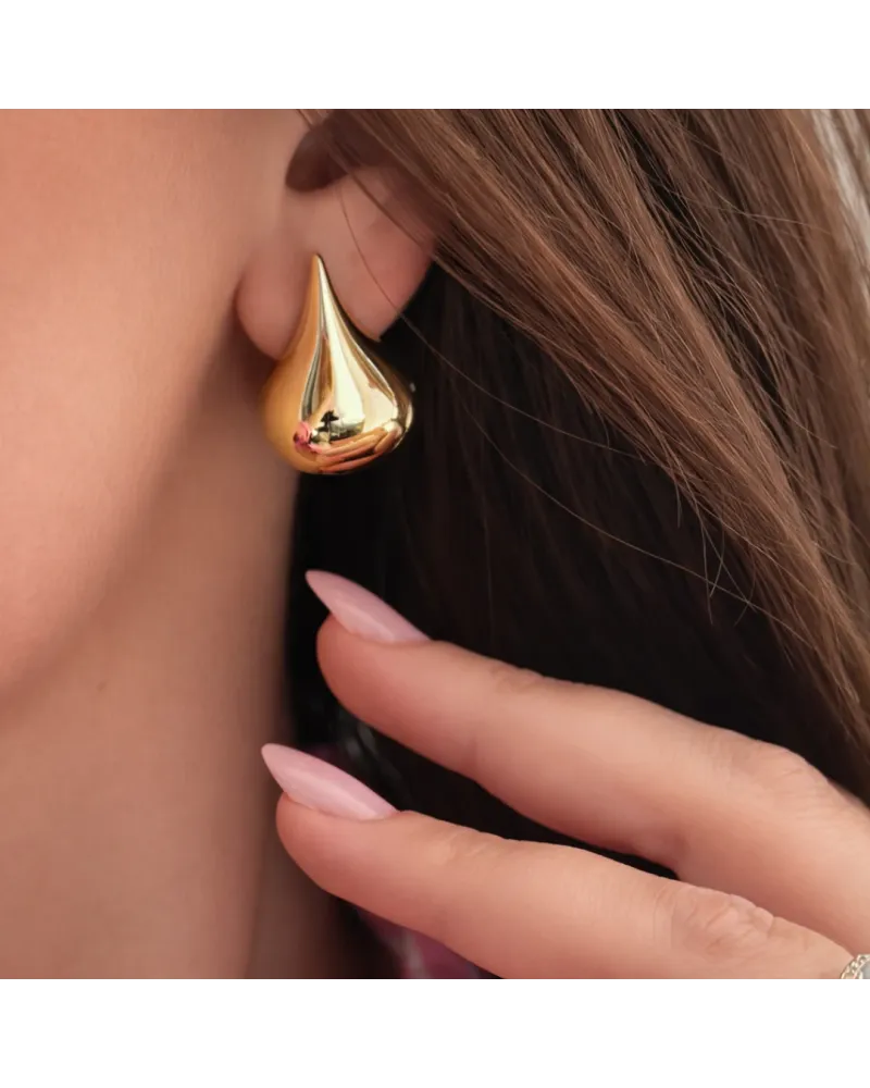 Kolczyki ze stali szlachetnej pozłacanej, sztyft KROPLE nowoczesne KST3662