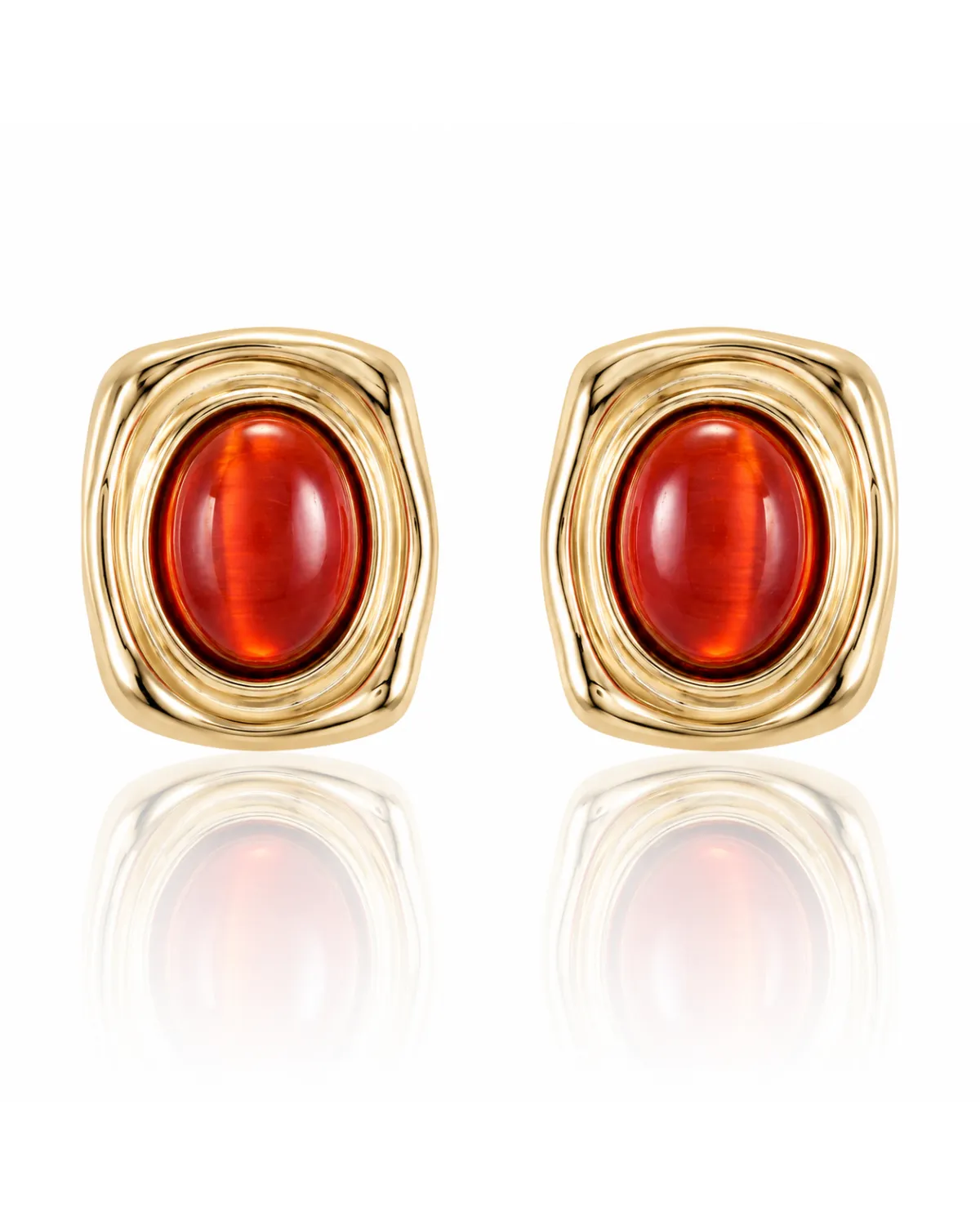 Kolczyki ze stali szlachetnej pozłacane 14k złotem, eleganckie czerwone kamień KST3610CZE Kolczyki ze stali szlachetnej pozłacane 14k złotem, eleganckie czerwone kamień KST3610CZE