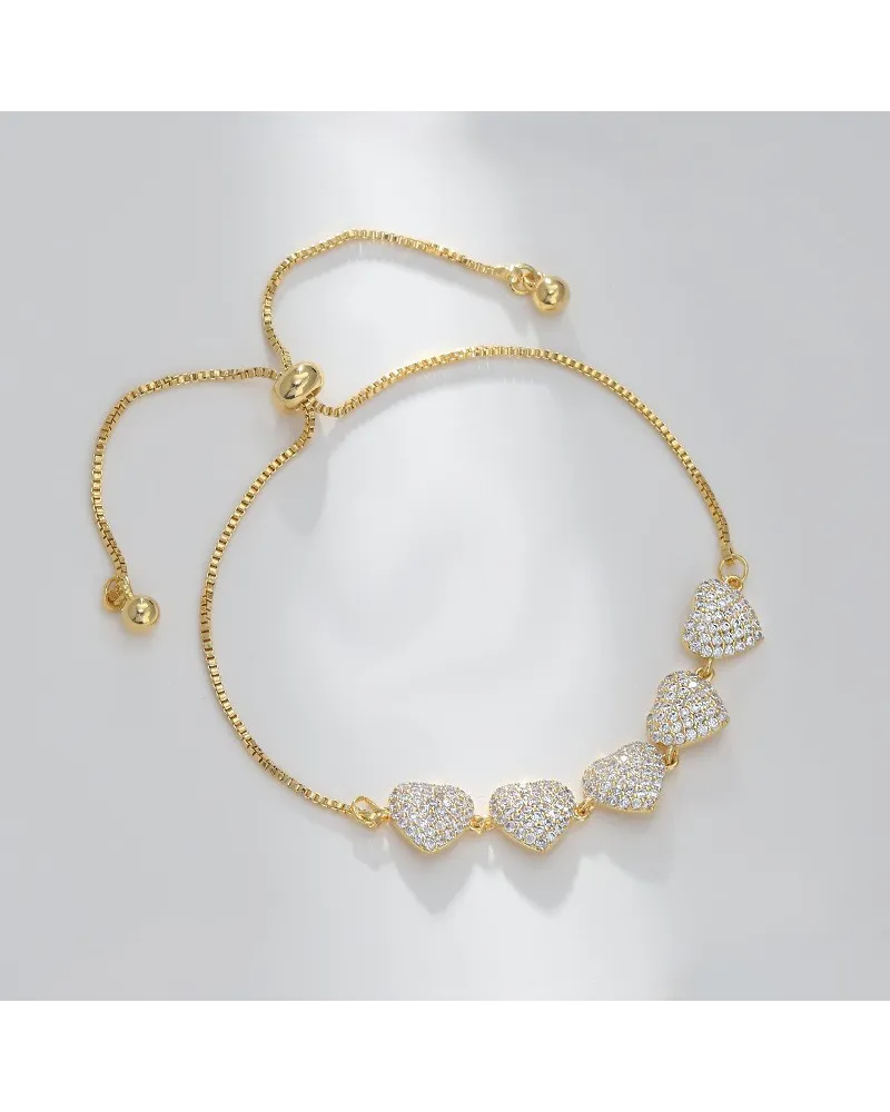 Bransoletka na rękę stal chirurgiczna pozłacana 14k złotem, SERCA cyrkonie BST1534 Bransoletka na rękę stal chirurgiczna pozłacana 14k złotem, SERCA cyrkonie BST1534