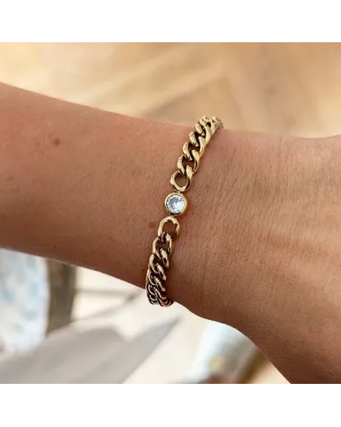 Bransoletka na rękę stal chirurgiczna pozłacana 14k złotem BST1356