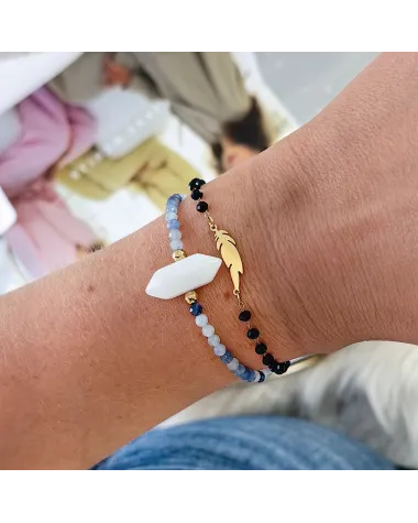 Bransoletka na rękę stal chirurgiczna pozłacana 14k złotem BST1450