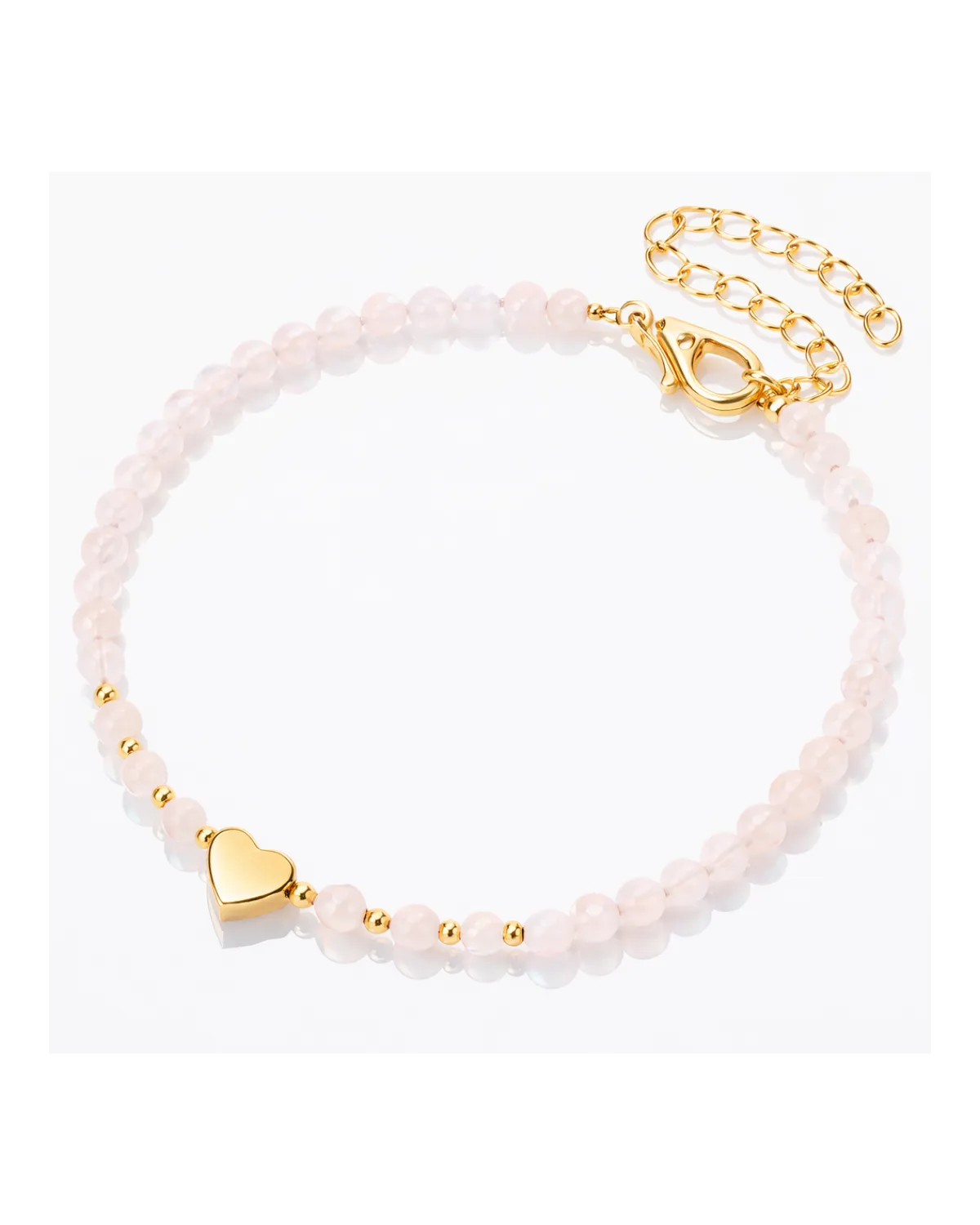 Bransoletka na rękę stal chirurgiczna pozłacana 18k złotem, Serce, Kamienie Różowy Kwarc BST1623 Bransoletka na rękę stal chirurgiczna pozłacana 18k złotem, Serce, Kamienie Różowy Kwarc BST1623