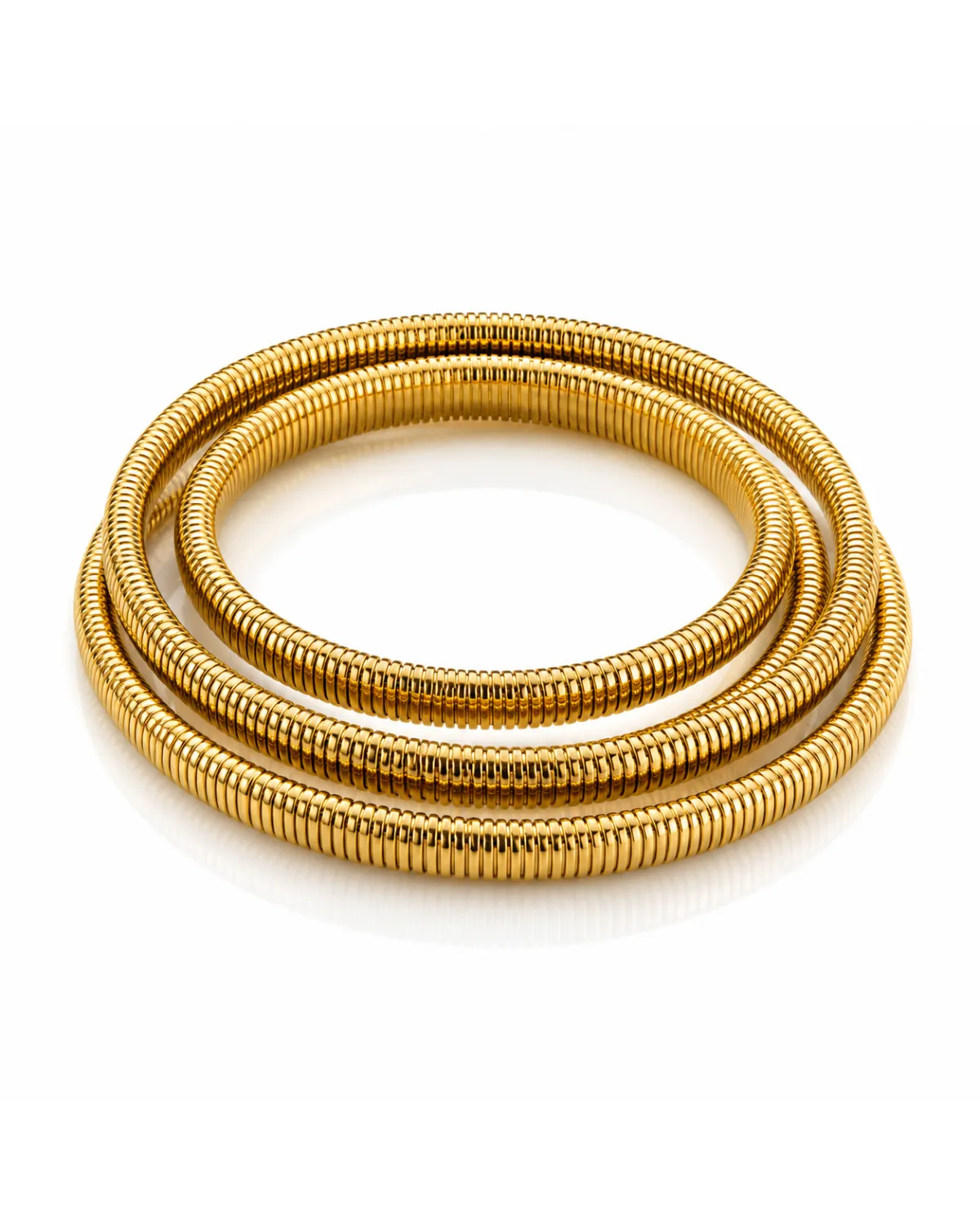 Potrójna bransoletka na rękę stal chirurgiczna pozłacana 14k złotem, wężyk BST1748 Potrójna bransoletka na rękę stal chirurgiczna pozłacana 14k złotem, wężyk BST1748