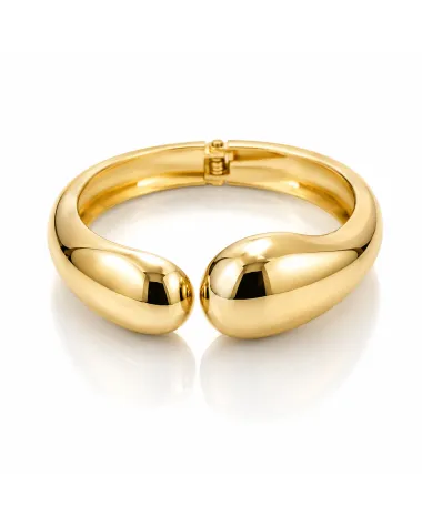 Bransoletka na rękę stal chirurgiczna pozłacana 14k złotem, obręcz krople BST1726
