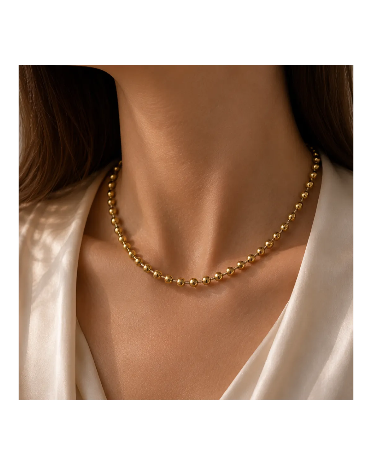 Naszyjnik stal szlachetna pozłacana 14k złotem, kuleczki 6mm NST2361 Naszyjnik stal szlachetna pozłacana 14k złotem, kuleczki 6mm NST2361