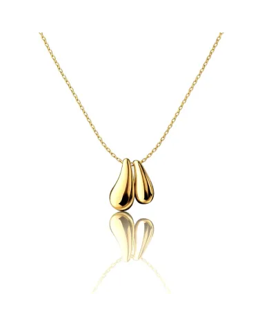 Naszyjnik stal szlachetna pozłacana 14k złotem, podw&oacute;jne mini KROPLE NST2260