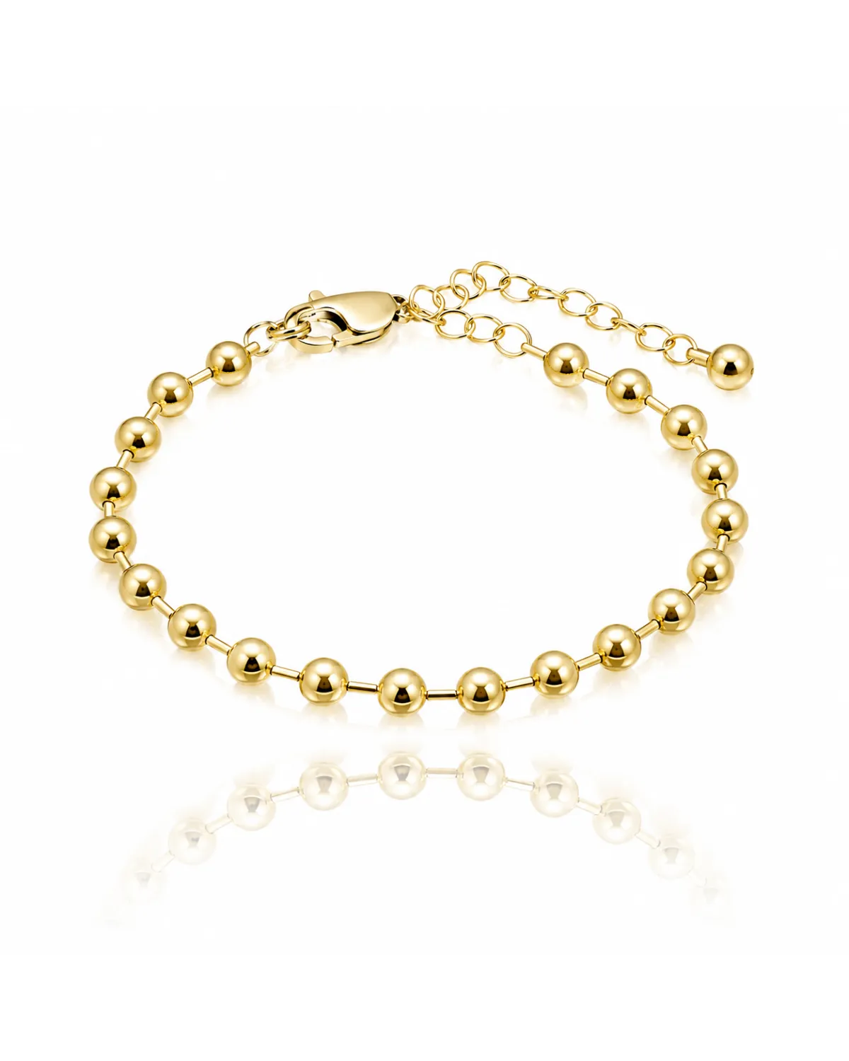 Bransoletka na rękę stal chirurgiczna pozłacana 14k złotem, kuleczki 6mm BST1762 Bransoletka na rękę stal chirurgiczna pozłacana 14k złotem, kuleczki 6mm BST1762