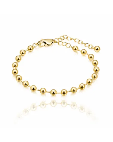Bransoletka na rękę stal chirurgiczna pozłacana 14k złotem, kuleczki 6mm BST1762