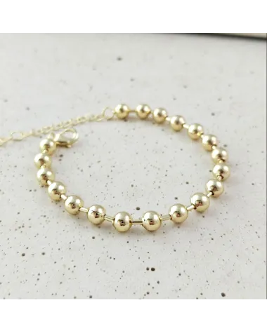 Bransoletka na rękę stal chirurgiczna pozłacana 14k złotem, kuleczki 6mm BST1762