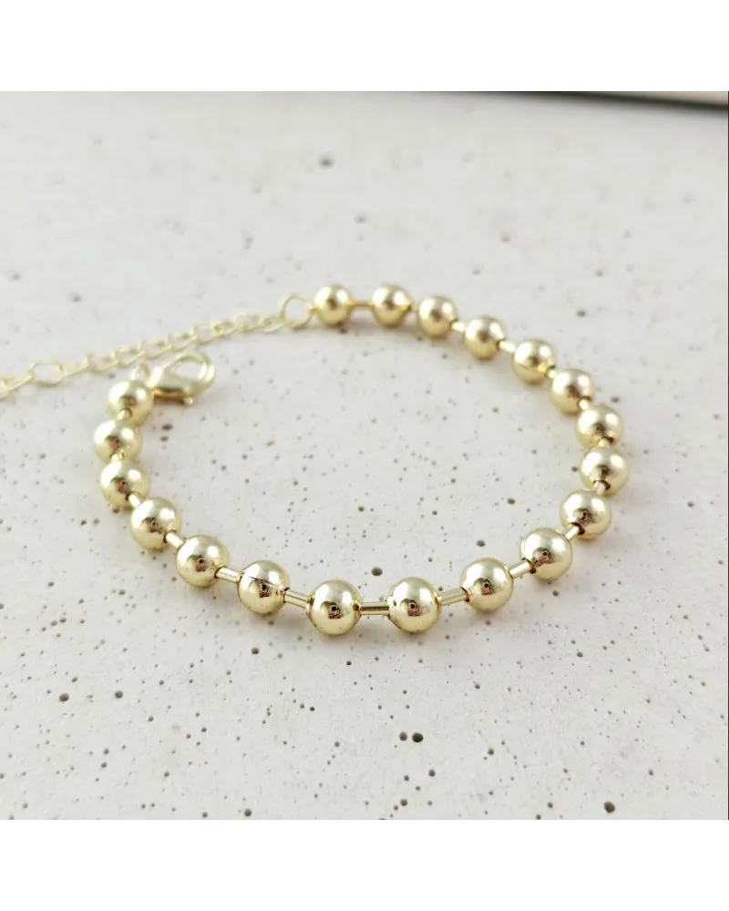 Bransoletka na rękę stal chirurgiczna pozłacana 14k złotem, kuleczki 6mm BST1762 Bransoletka na rękę stal chirurgiczna pozłacana 14k złotem, kuleczki 6mm BST1762