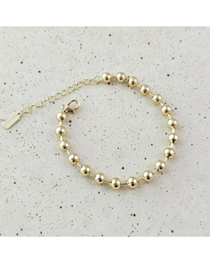 Bransoletka na rękę stal chirurgiczna pozłacana 14k złotem, kuleczki 6mm BST1762 Bransoletka na rękę stal chirurgiczna pozłacana 14k złotem, kuleczki 6mm BST1762