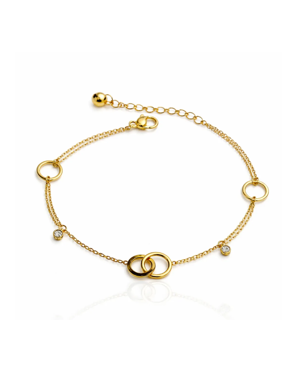 Bransoletka na rękę stal chirurgiczna pozłacana 14k złotem, okręgi BST1600 Bransoletka na rękę stal chirurgiczna pozłacana 14k złotem, okręgi BST1600