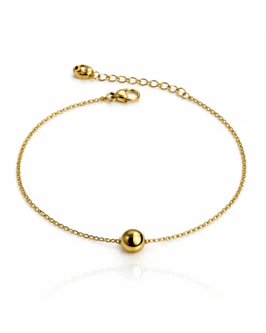 Bransoletka na rękę stal chirurgiczna pozłacana 14k złotem, Kuleczka BST1741